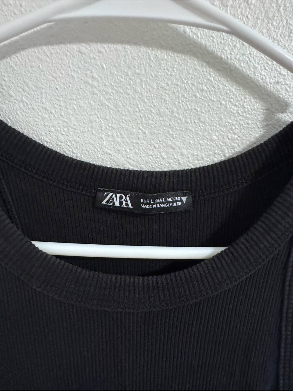 ZARA Black Ribbed Crewneck Sweater